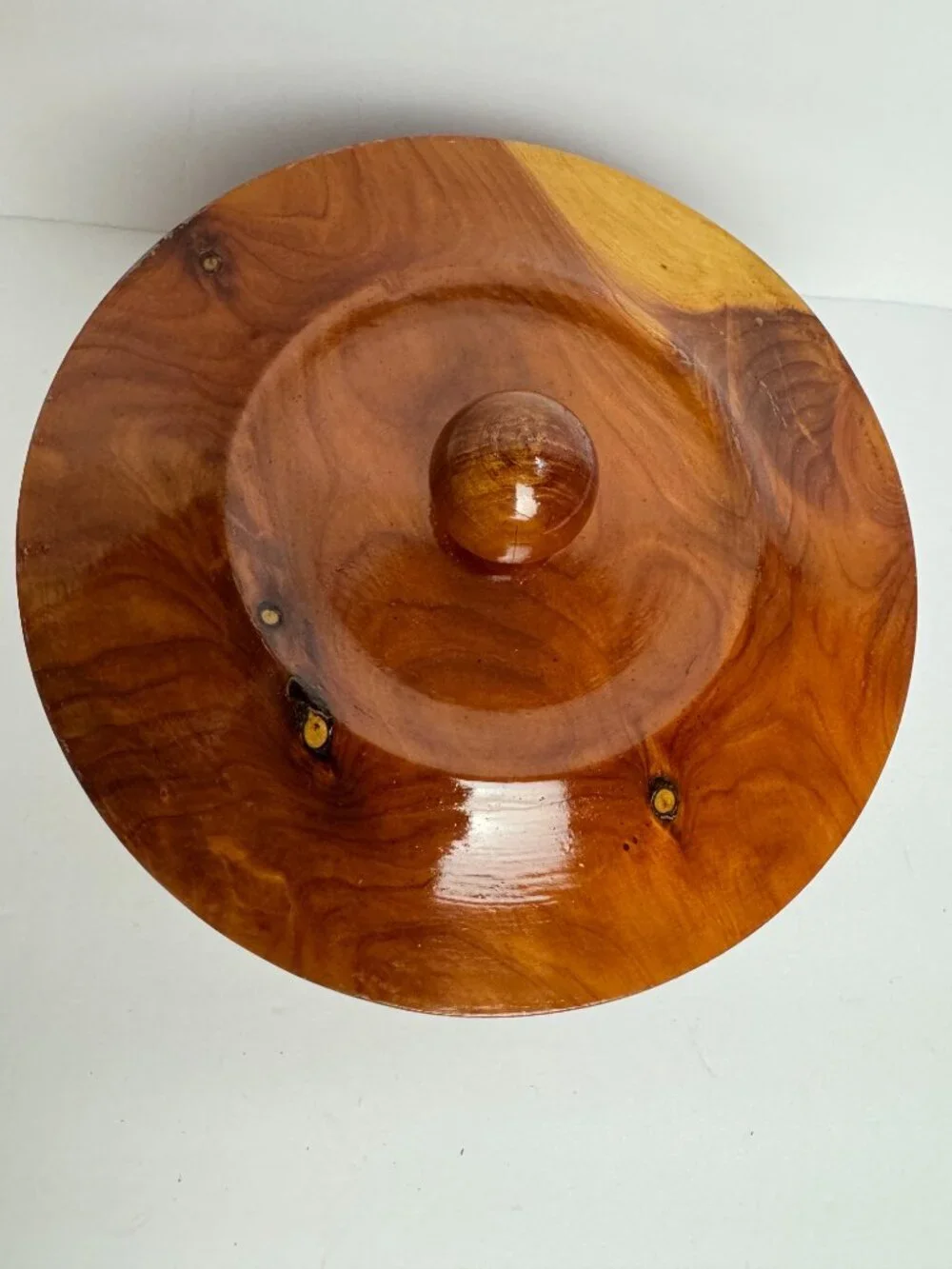 Vintage Wooden Bowl w/Lid  Storage Box Serving Dish